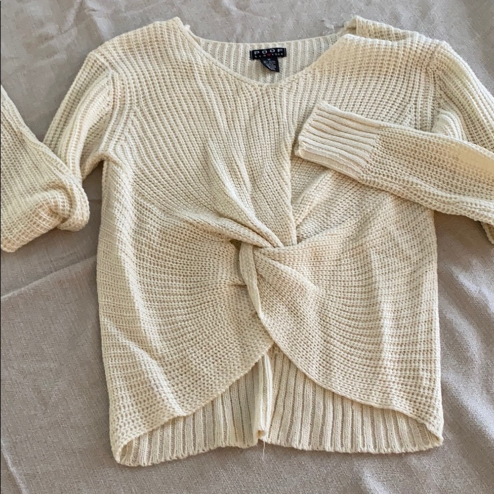 Cream colored knot front sweater